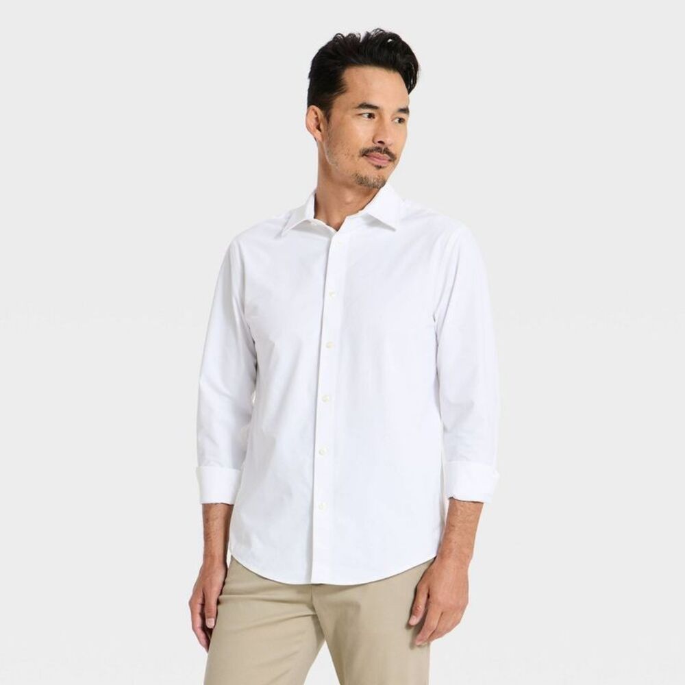 Men's Long Sleeve Comfort Dress Shirt - Goodfellow & Co White S